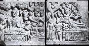 unknow artist Relief from Gandhara with the-first preaching in first preaching in the deer camp-and the death of Buddha, Kushana. USA oil painting reproduction